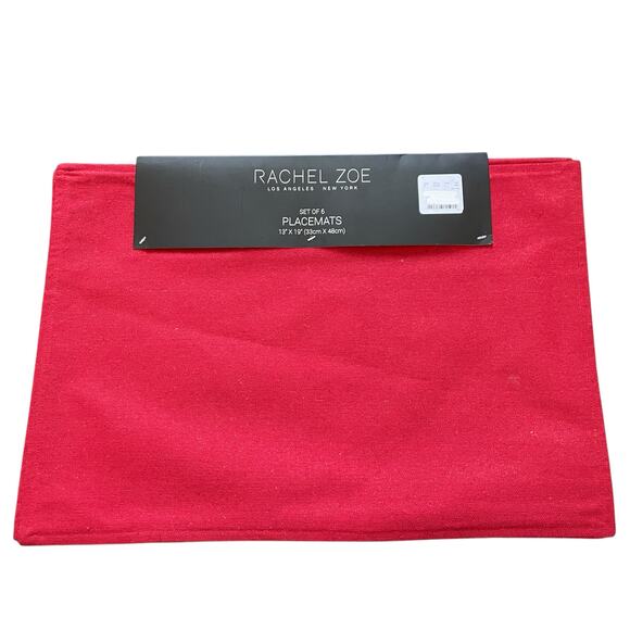 6pc Rachel Zoe Holiday Red Sparkle Placemats 13x19 Chic Christmas Decor New - Picture 7 of 12